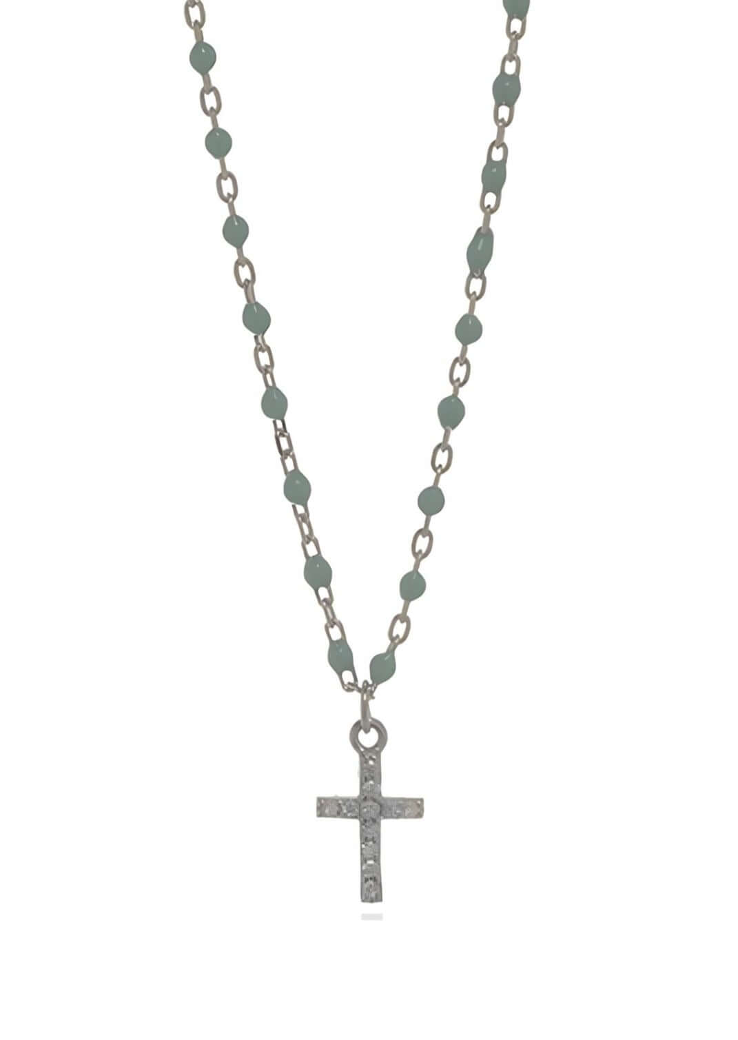Made in USA, Cross My Heart Women's Sterling Silver Beaded Cross Necklace by Artist Anuja Tolia is made of 925 Sterling Silver with Adjustable Length