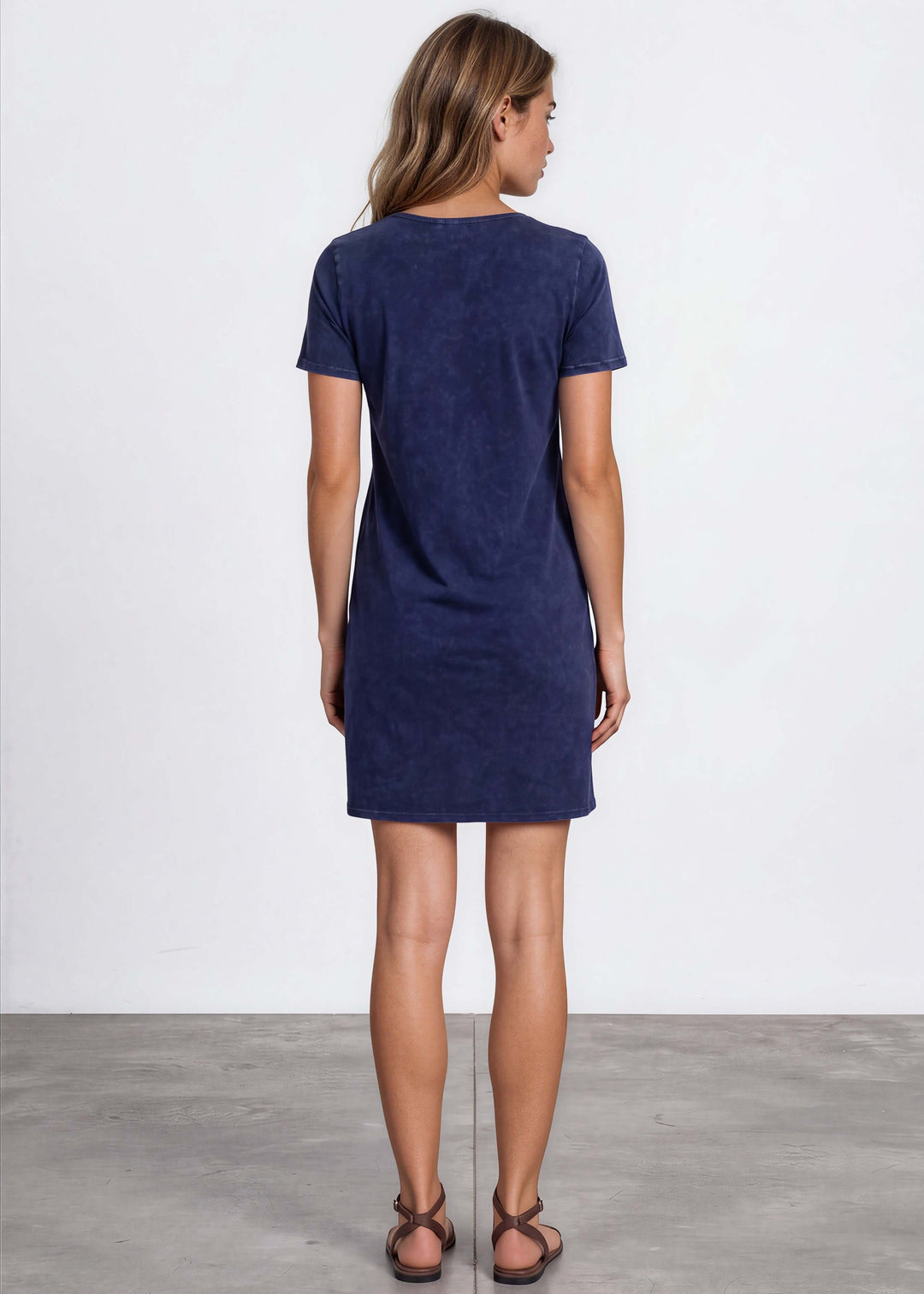 Women's Easy Going Casual Cotton Dress (Dark Denim) Navy / XL