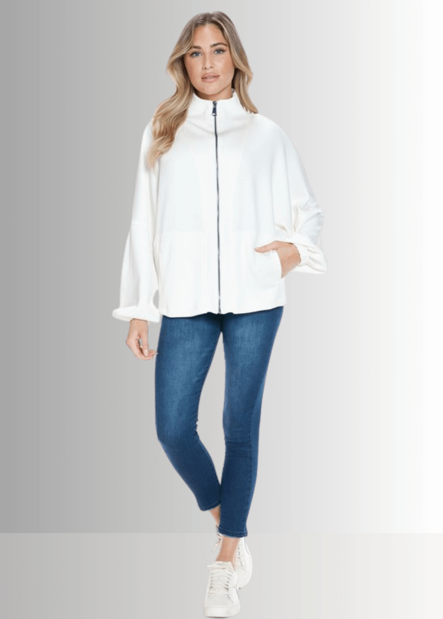 Made in USA Women's Super Soft Relaxed Fit Zip Front Jacket, Material Compares to LuLulemon Scuba Line, Wrinkle Resistant, Medium Weight Material, Side Pockets in Black