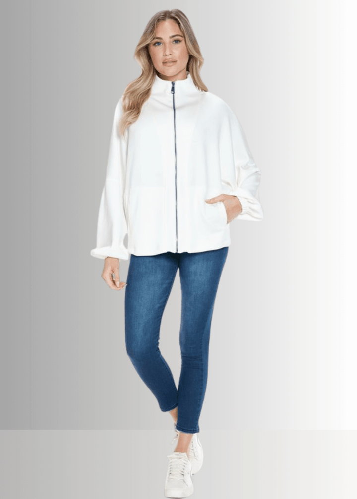 Made in USA Women's Super Soft Relaxed Fit Zip Front Jacket, Material Compares to LuLulemon Scuba Line, Wrinkle Resistant, Medium Weight Material, Side Pockets in Black