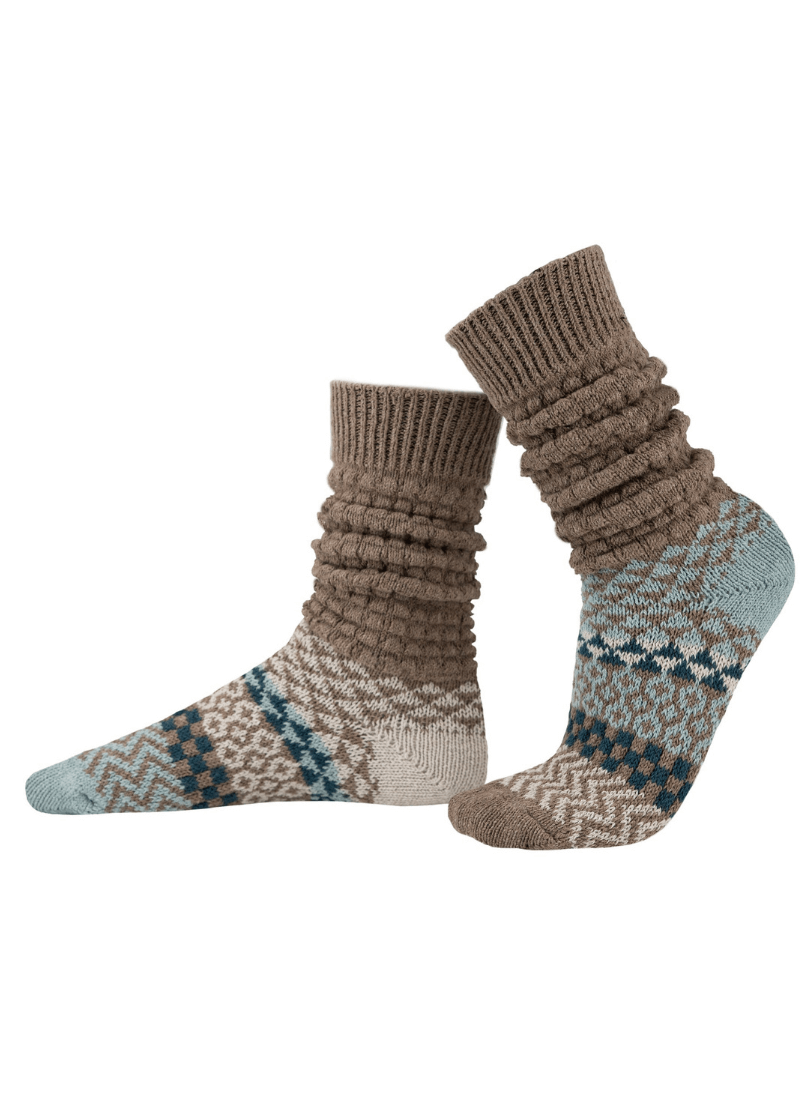 Solmate DRIFTWOOD Knitted Fusion Slouch Socks | Made in USA | These socks are delightfully mismatched & so very comfortable.  American Made Women's Boutique.