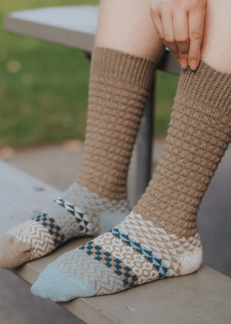Solmate DRIFTWOOD Knitted Fusion Slouch Socks | Made in USA | These socks are delightfully mismatched & so very comfortable.  American Made Women's Boutique.