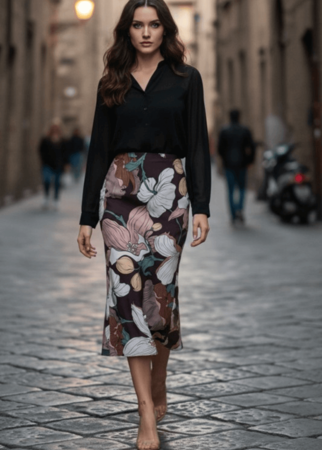 Effortless elegance meets everyday comfort in the Felicia Big Floral Print Midi Skirt. This made in USA lightweight piece features a stunning flower print that transitions seamlessly from casual to dressed-up occasions. The split side adds movement and modern flair, while the elastic waistband and stretchy fabric blend ensure all-day comfort and ease of wear. 