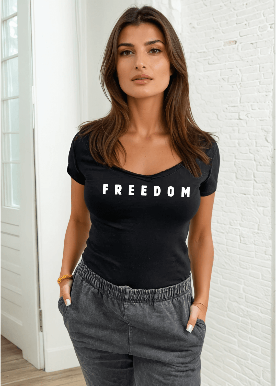 FREEDOM Made in USA Fitted White Tee