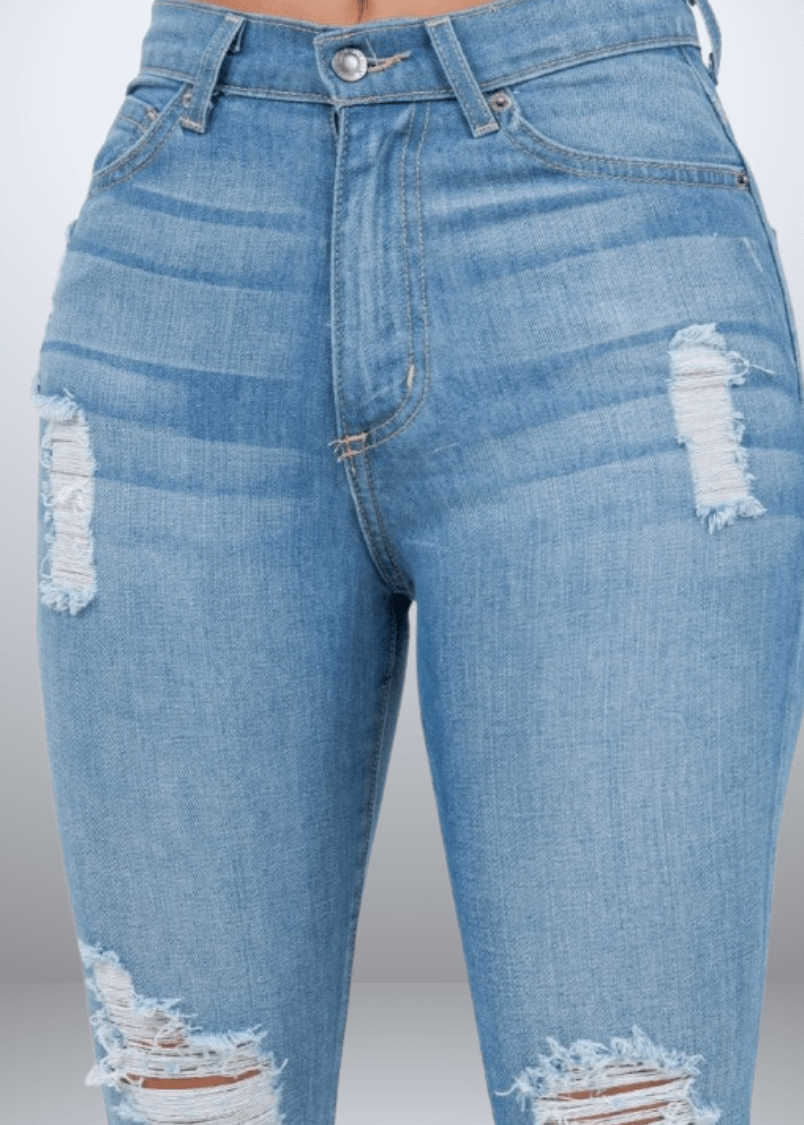 Made in USA - Introducing the Women's  Distressed Denim Bootcut Mid-Rise Jeans! Made from premium Cotton Denim, durability and comfort.  34" Inseam.