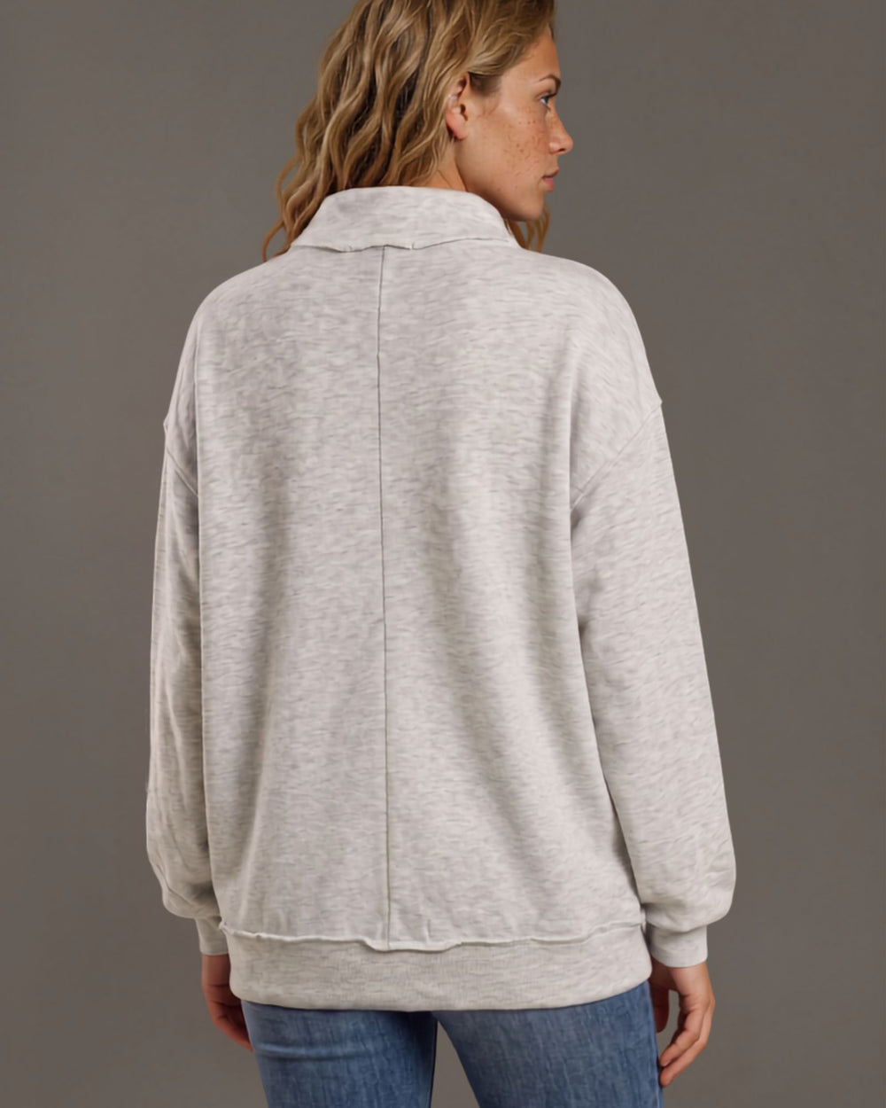 graphic gameday mock neck sweatshirt in heather grey. Oversized, super soft, made in USA. Perfect gameday top. Sizes S–L.