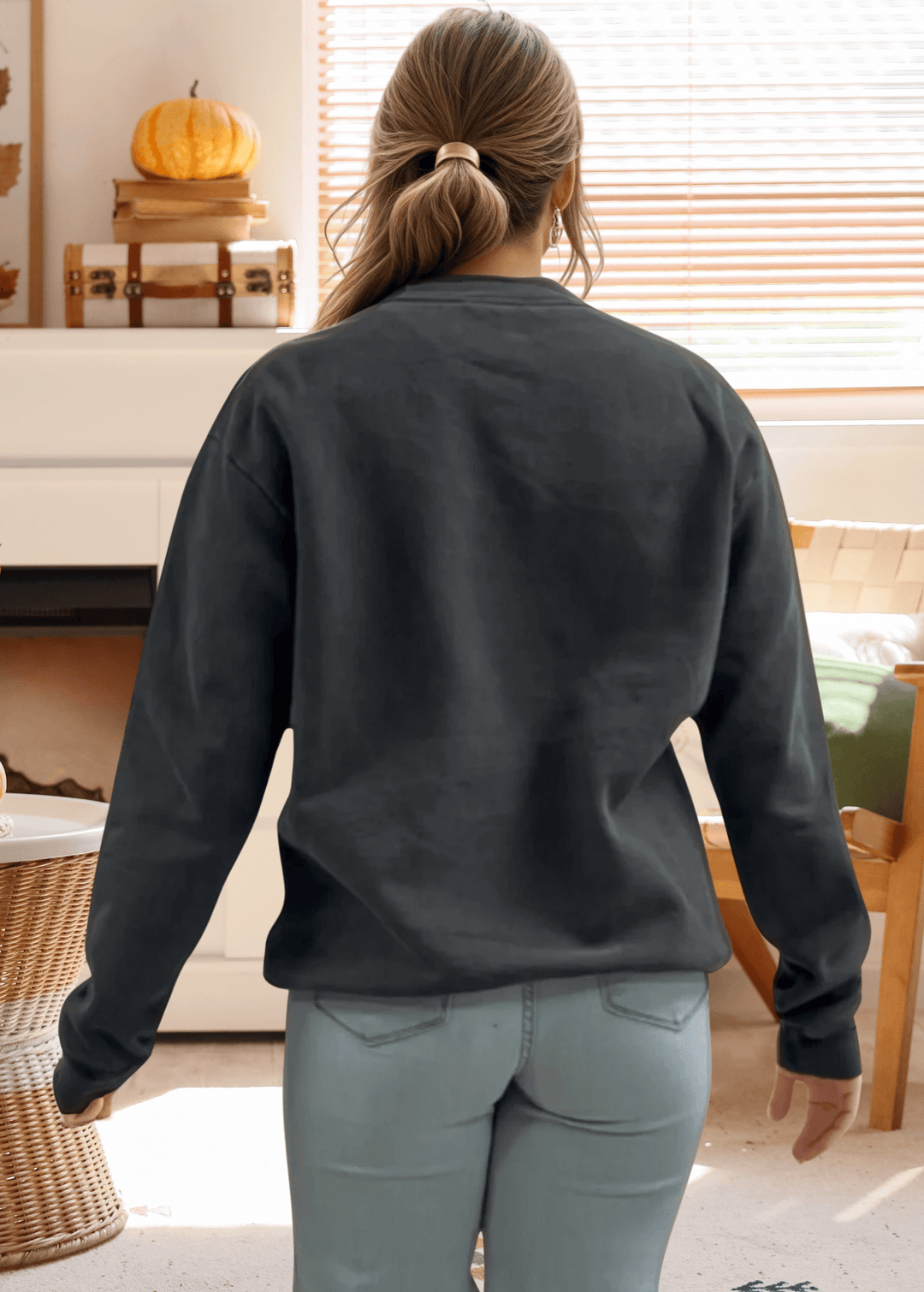 This Artsy Reindeer Graphic Sweatshirt in washed black offers cozy warmth and stylish comfort for fall and winter. Made in USA from 100% heavyweight preshrunk cotton