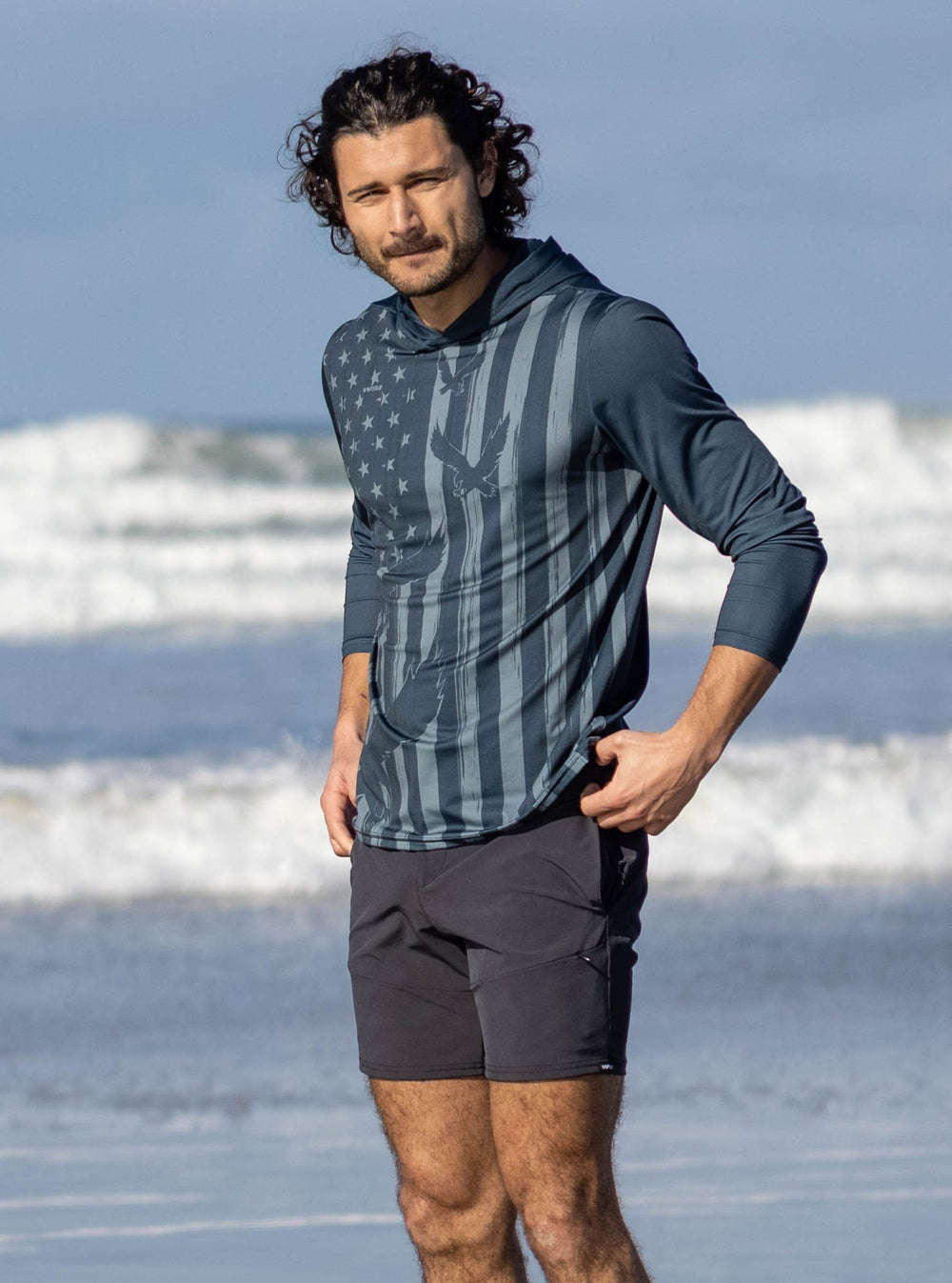 WSI Sportswear Men's Woven Hiker Short in Black Made in USA, Belt Loops. Waistband loop, Zippered fly with button, Zippered front pockets Side pockets, 8" Inseam 