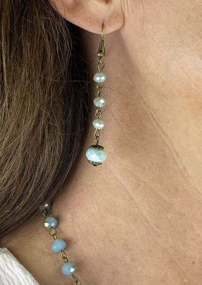 USA Made Light Turquoise Natural Stone Beaded Earrings | Fashion Jewelry Handmade in Texas by Carol Su | Classy Cozy Cool Made in America Boutique