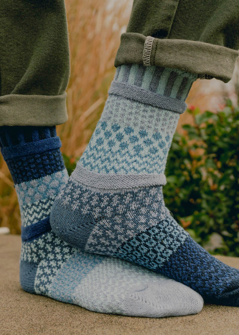 Solmate Socks Horizon Knitted Crew Socks Proudly Made USA | These socks are delightfully mismatched & so very comfortable. American Made Clothing