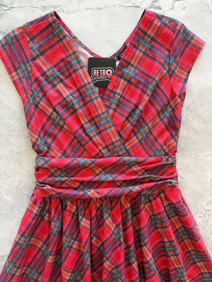 Red Plaid Greta Dress, styled view