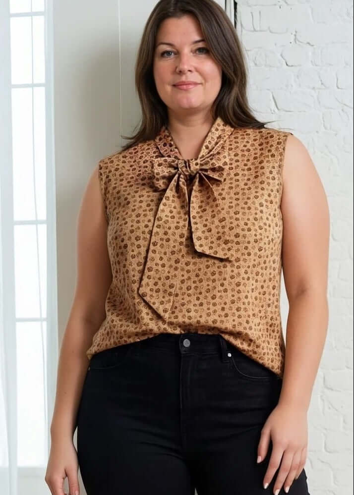 Vintage Style Tops This top is for the vintage lover at heart! Now available in our Paw print. This 100% cotton top features bust darts for a flattering silhouette, a side zippered closure for ease of wear, and an oversized bow at the neckline for that perfect 1950's inspired look.