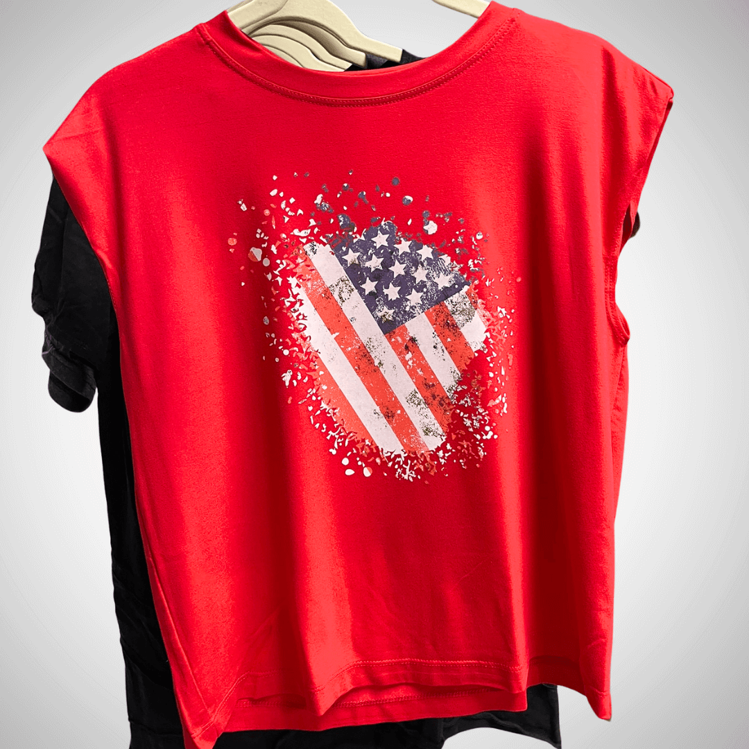 Distressed American Flag Muscle Tee Made in USA