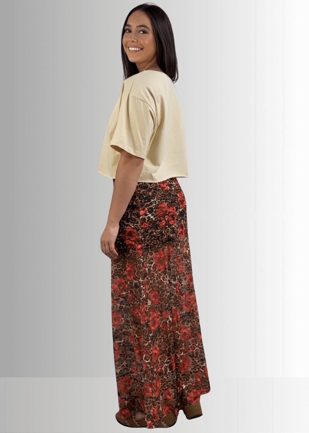 Made in USA Women's Yellowstone Lace Maxi Skirt in Leopard Print with Elastic Waist, Mini Length Liner | If She Loves Style ISK1385