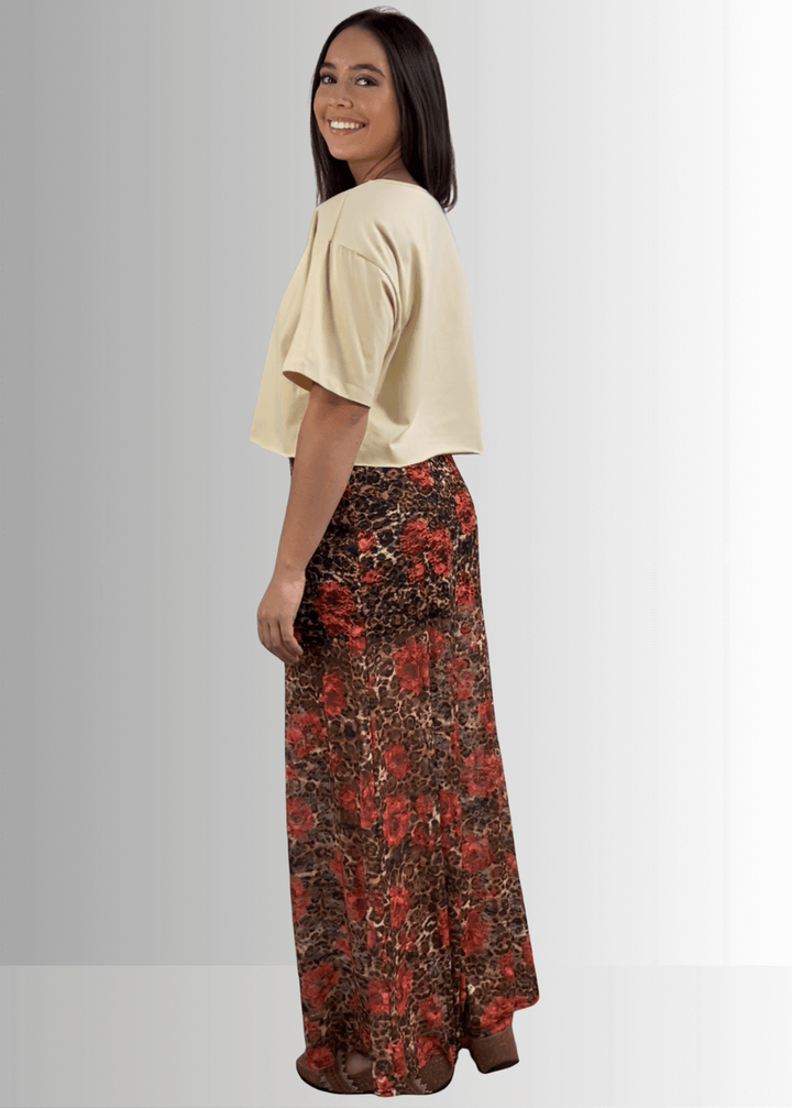 Made in USA Women's Yellowstone Lace Maxi Skirt in Leopard Print with Elastic Waist, Mini Length Liner | If She Loves Style ISK1385