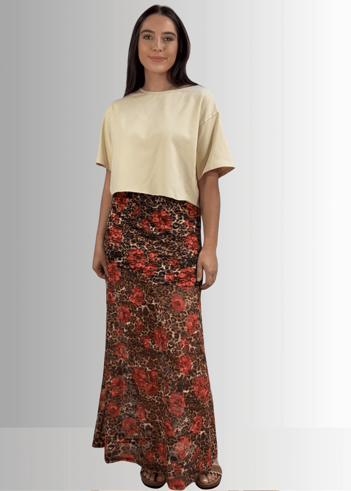 Made in USA Women's Yellowstone Lace Maxi Skirt in Leopard Print with Elastic Waist, Mini Length Liner | If She Loves Style ISK1385
