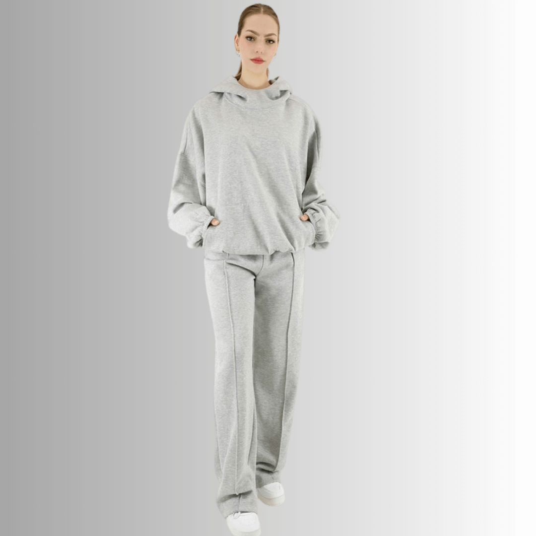 Made in USA | Women's Premium Heavyweight Warm and Cozy Soft Cotton Blend High Neck Fleece Hoodie Sweatshirt in Heather Grey