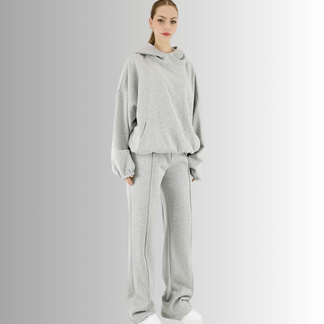 Made in USA | Women's Premium Heavyweight Warm and Cozy Soft Cotton Blend High Neck Fleece Hoodie Sweatshirt in Heather Grey