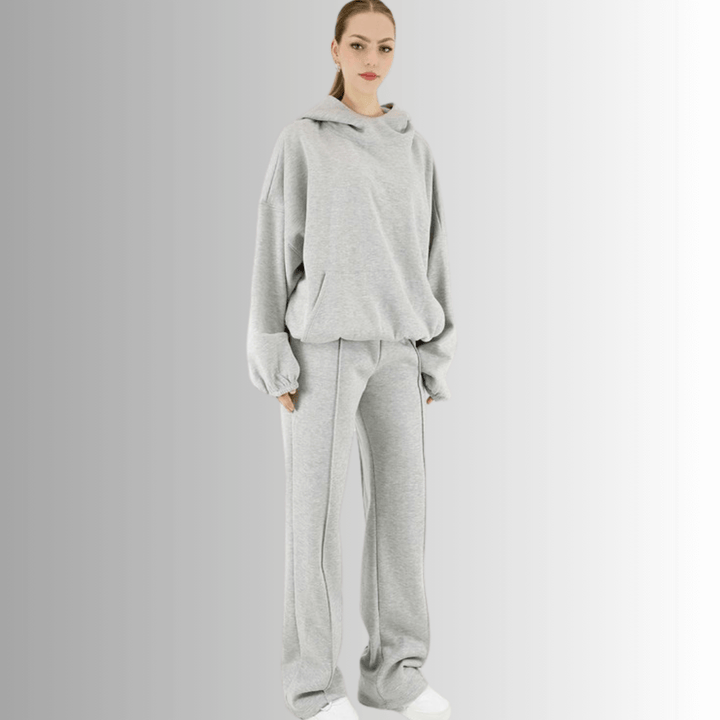 Made in USA | Women's Premium Heavyweight Warm and Cozy Soft Cotton Blend High Neck Fleece Hoodie Sweatshirt in Heather Grey