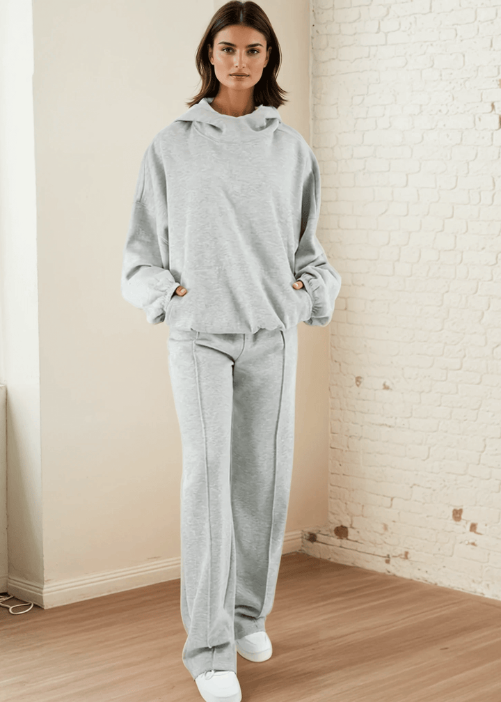 Made in USA | Women's Premium Heavyweight Warm and Cozy Soft Cotton Blend High Neck Fleece Hoodie Sweatshirt in Heather Grey