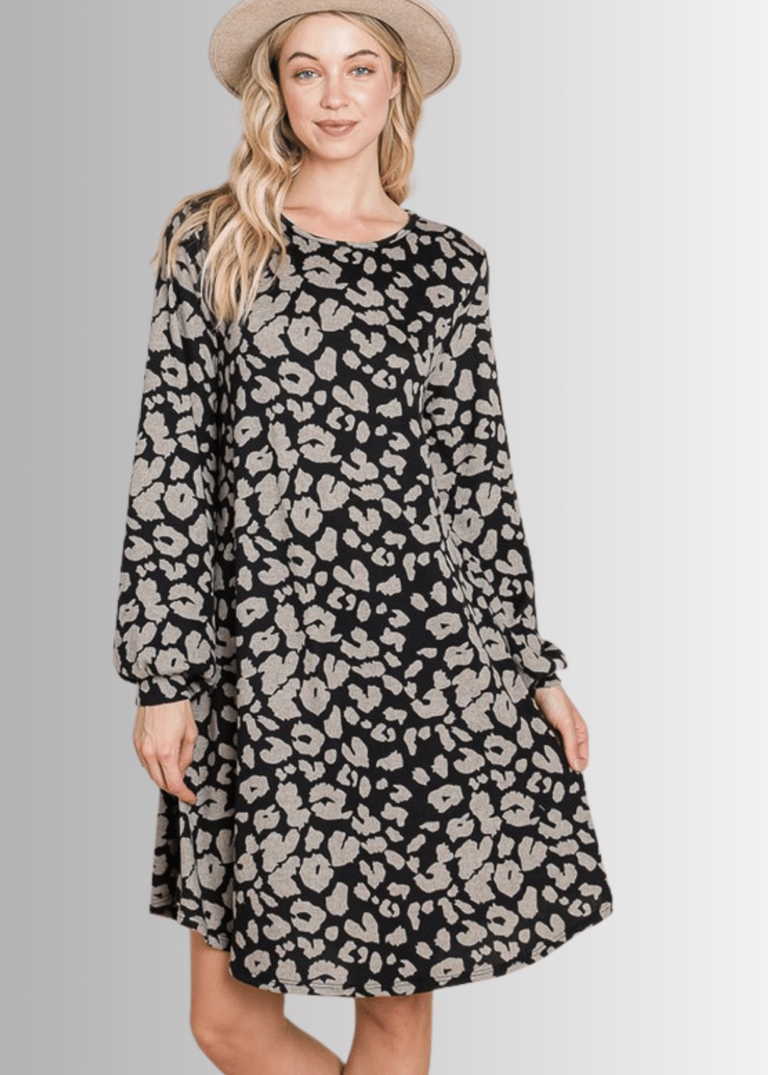 Cheetah Print Sweater Knit Dress- CLEARANCE FINAL SALE Black / Large Cheetah Print Sweater Knit Dress- CLEARANCE FINAL SALE Black / Large