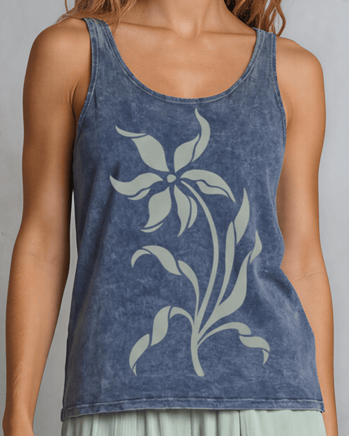 Lily Whisper Floral Graphic Mineral Wash Tank Top | Made in USA