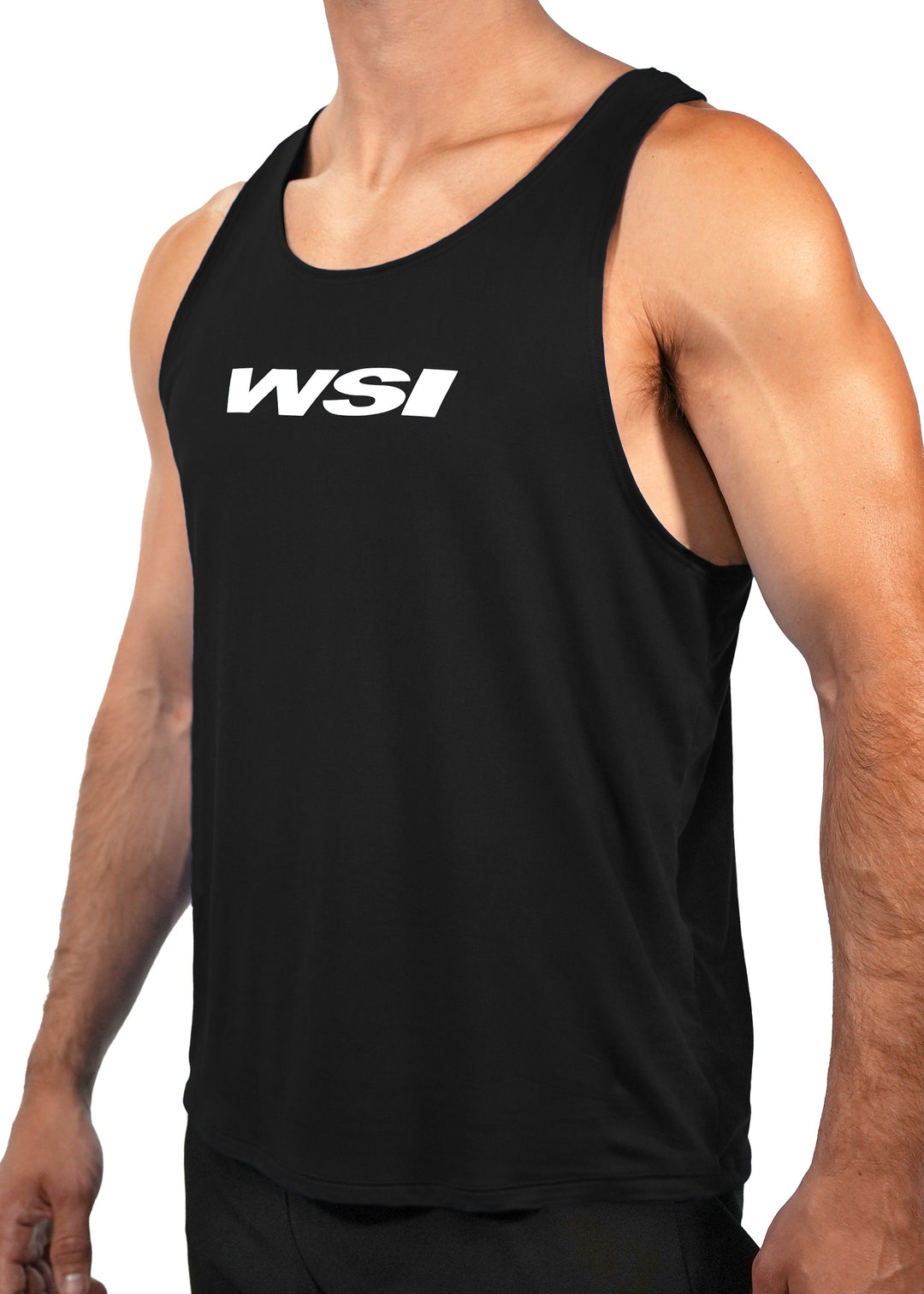 WSI Sportswear Men's SoftTECH™ Tank Top Made in USA, Essential Tank for everyday spring and summer activities, Scoop neck, racer back, Super soft SoftTECH™ fabric in Black
