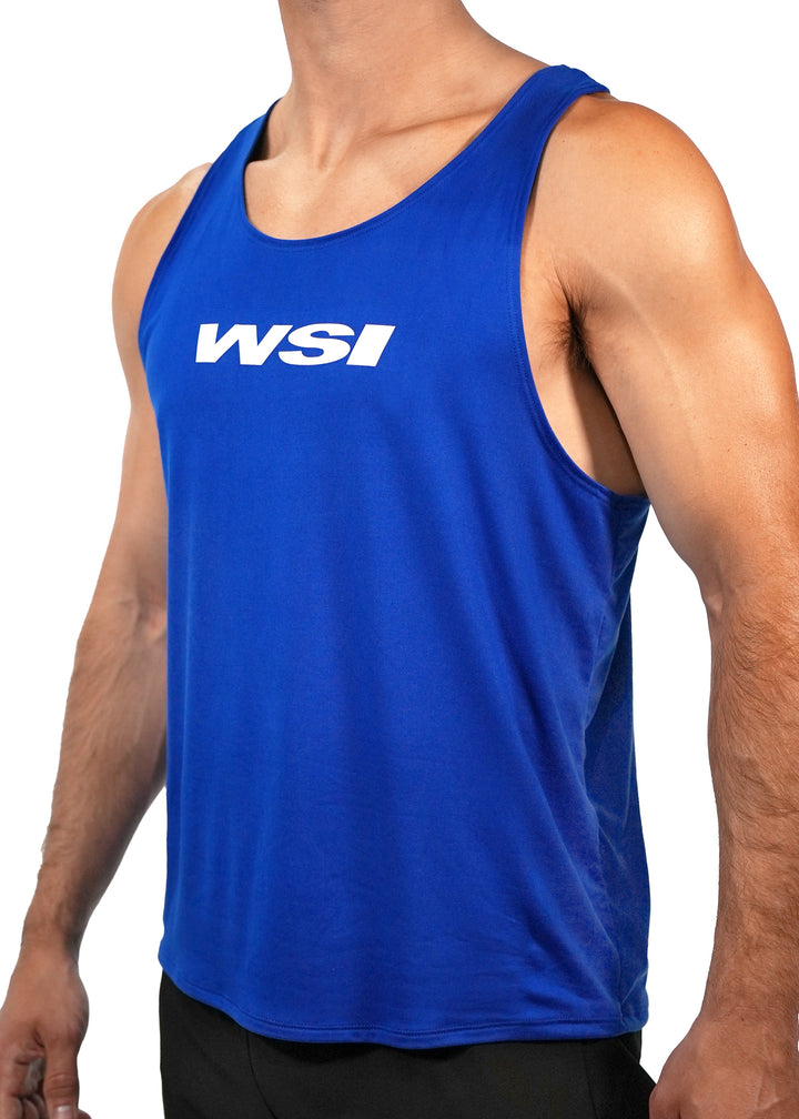 WSI Sportswear Men's SoftTECH™ Tank Top Made in USA, Essential Tank for everyday spring and summer activities, Scoop neck, racer back, Super soft SoftTECH™ fabric in Royal Blue