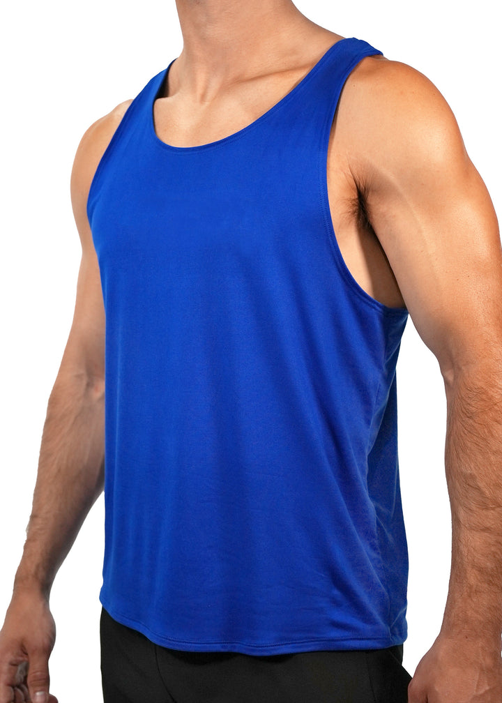 WSI Sportswear Men's SoftTECH™ Tank Top Made in USA, Essential Tank for everyday spring and summer activities, Scoop neck, racer back, Super soft SoftTECH™ fabric in Royal Blue