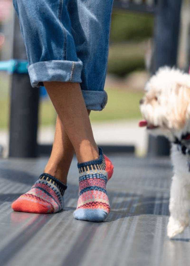 Solmate MASALA Knitted Ankle Socks | Made in USA | These socks are delightfully mismatched & so very comfortable.  American Made Women's Boutique.