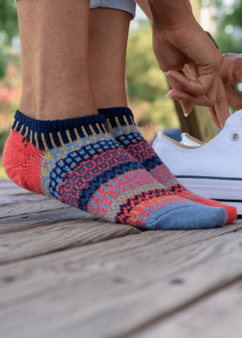 Solmate MASALA Knitted Ankle Socks | Made in USA | These socks are delightfully mismatched & so very comfortable.  American Made Women's Boutique.