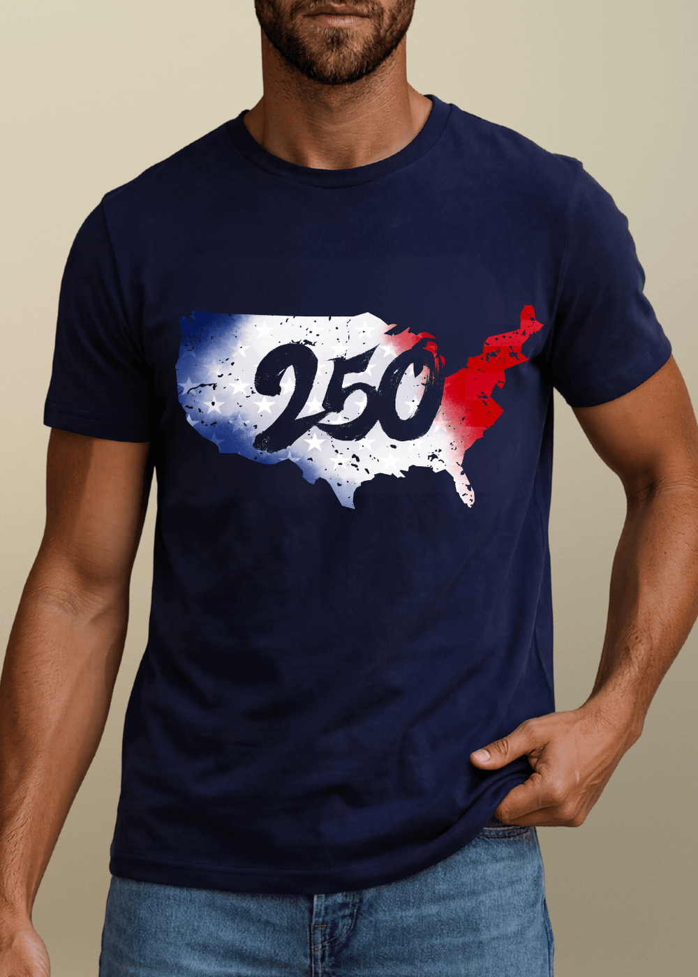 Men's 250 Distressed Graphic 4th of July T-Shirt Made in USA