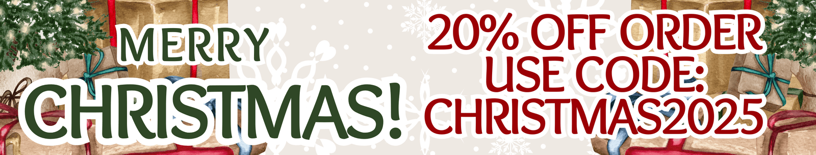 MERRY CHRISTMAS BANNER - 20% Off Entire Order with code CHRISTMAS2025