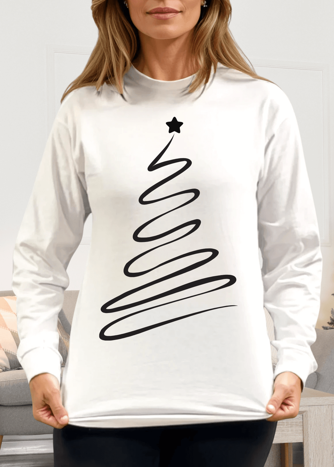 Made in USA with 100% USA Cotton, Celebrate the season in understated style with this minimalist Christmas tee. Featuring a striking black tree silhouette on crisp white cotton, it's the perfect blend of festive and effortlessly cool. 