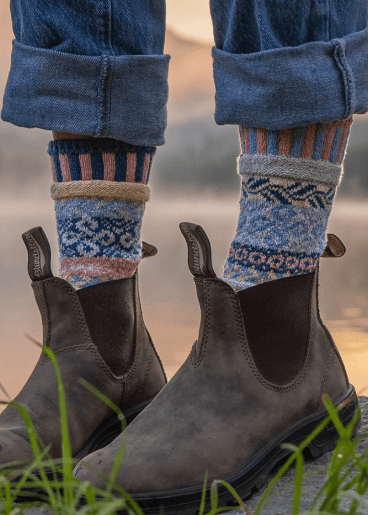 Solmate MIRAGE Knitted Crew Socks Proudly Made USA | These socks are delightfully mismatched & so very comfortable. Classy Cozy Cool Women's Boutique.