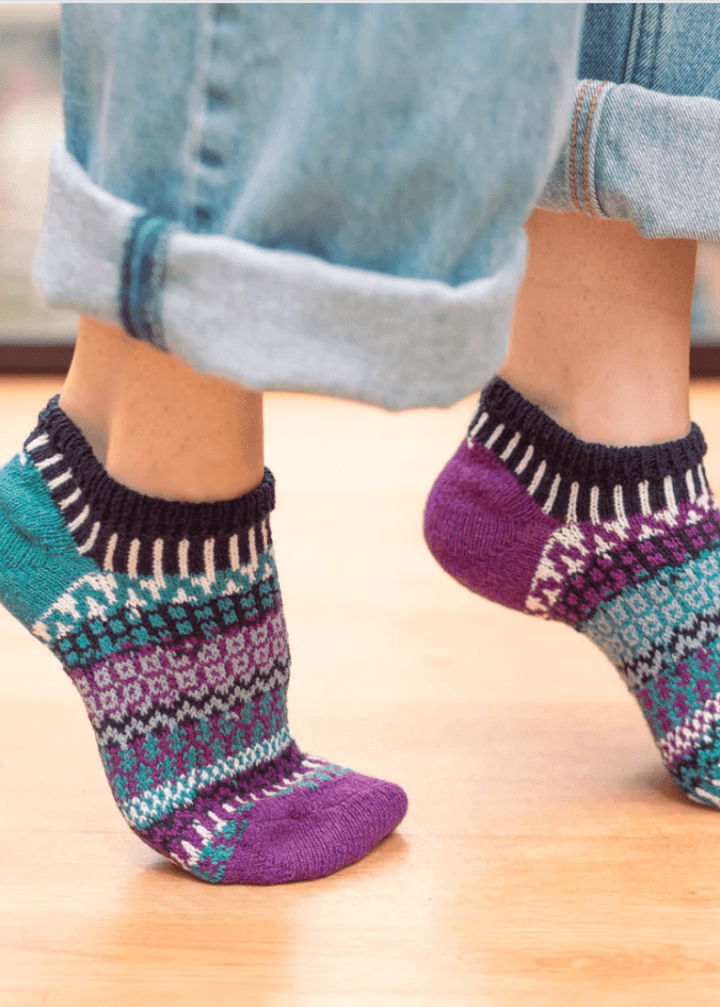 Solmate MOONSTONE Knitted Ankle Socks | Made in USA | These socks are delightfully mismatched & so very comfortable.  American Made Women's Boutique.