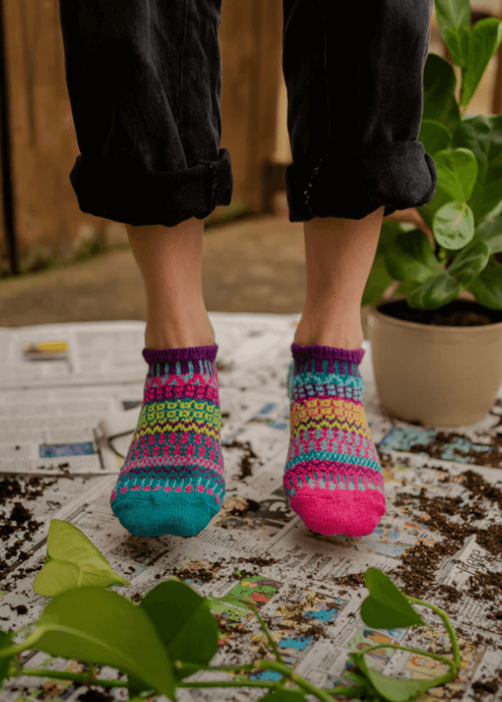 Solmate MORNING GLORY Knitted Ankle Socks | Made in USA | These socks are delightfully mismatched & so very comfortable.  American Made Women's Boutique.