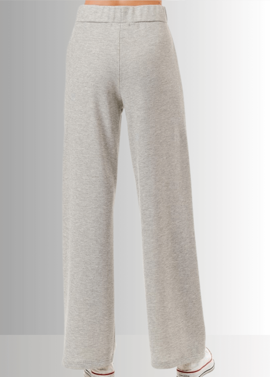Made in USA Women's Relaxed Fit Straight Leg Lounge Pant with Side Pockets in Heather Gray or Heather Black 
