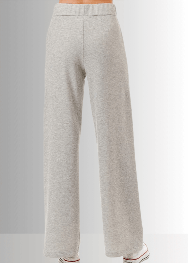 Made in USA Women's Relaxed Fit Straight Leg Lounge Pant with Side Pockets in Heather Gray or Heather Black 
