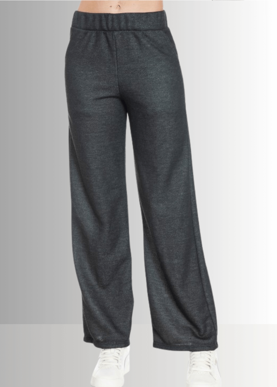 Made in USA Women's Relaxed Fit Straight Leg Lounge Pant with Side Pockets in Heather Gray or Heather Black 