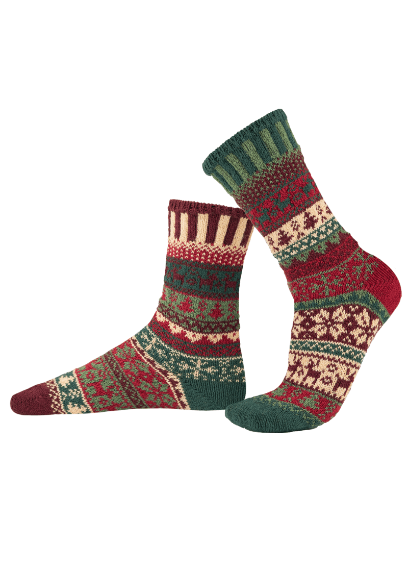 Solmate Socks NOEL Christmas Knitted Crew Socks Proudly Made USA | These socks are delightfully mismatched & so very comfortable. American Made Clothing