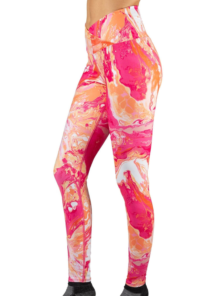 Pink Marble ECO-TechFlex Cross Over Waistband Legging
