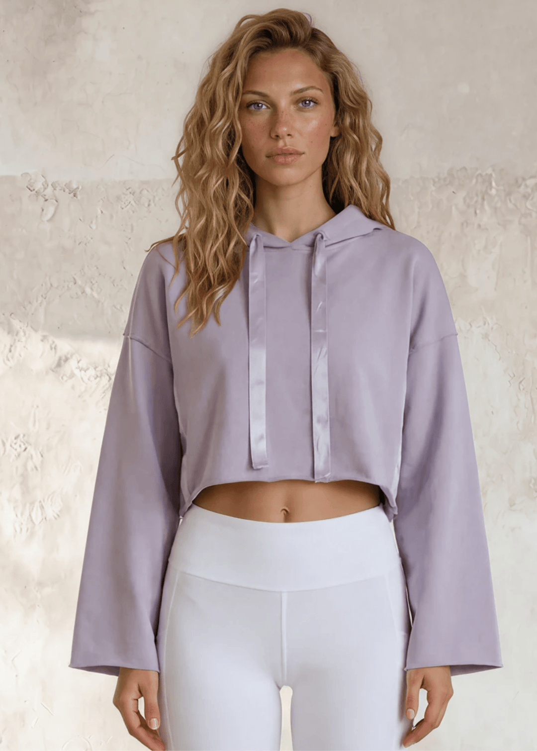 Made in USA PJ Harlow Blair Premium Women's Loungewear Jogger Set with Hoodie in Light Lavender, Super Soft Cotton Blend with Satin Finish | Classy Cozy Cool Made in America Boutique