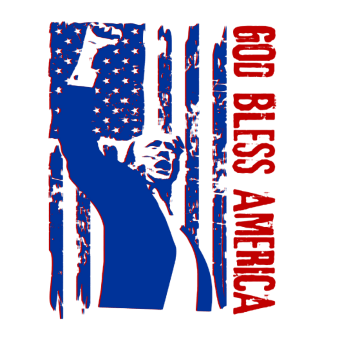 Trump God Bless America Red Blue