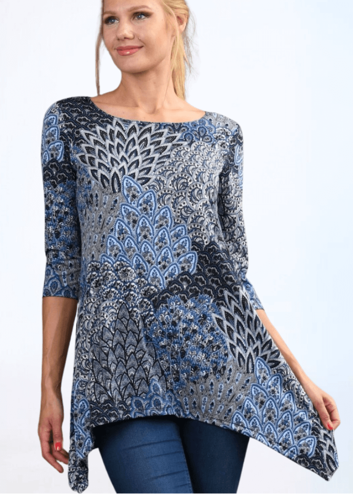 Asymmetrical Peacock Tunic Top Made in USA Small Asymmetrical Peacock Tunic Top Made in USA Small