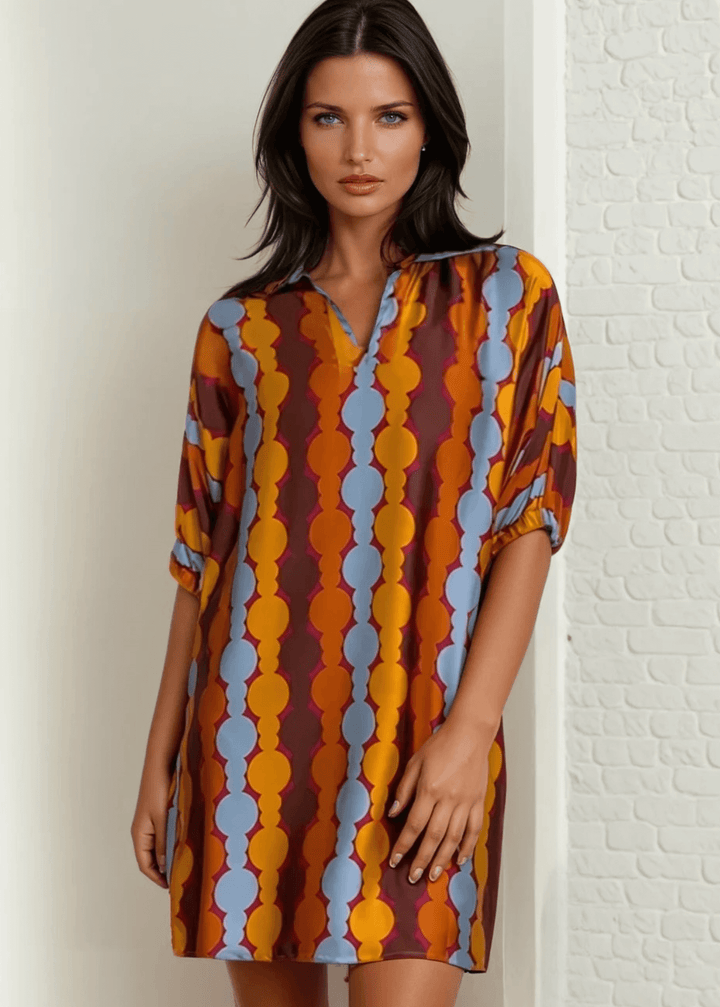 Charlotte Geometric Print Mini Dress Made in USA