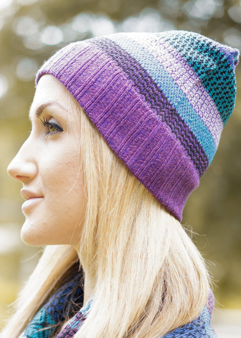 Solmate RASPBERRY Knitted Beanie Hat with Colors turquoise, purple, black, lilac, royal blue | Made in USA | Classy Cozy Cool Women's Made in America Clothing Boutique