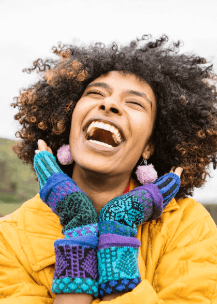 Solmate RASPBERRY Knitted Fingerless Mittens with Colors: turquoise, purple, black, lilac, royal blue. | Made in USA | Classy Cozy Cool Women's Made in America Clothing Boutique