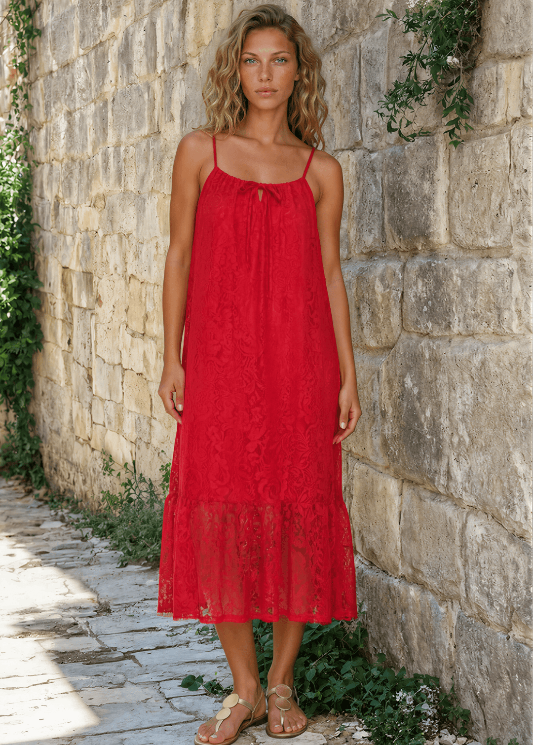 Women's Gianna Lace Front Tie Midi Dress Made in USA Classy Cozy Cool | Made in USA | Women's Clothing Boutique Women's Gianna Lace Front Tie Midi Dress Made in USA Classy Cozy Cool | Made in USA | Women's Clothing Boutique