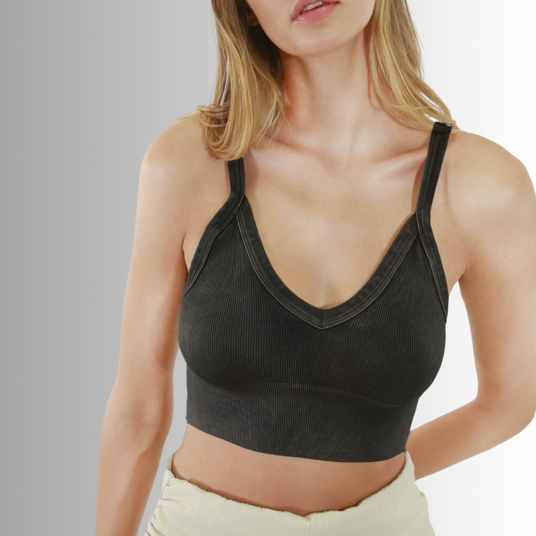 Niki Biki Ladies Vintage V-Neck Ribbed Bra Top Made in USA